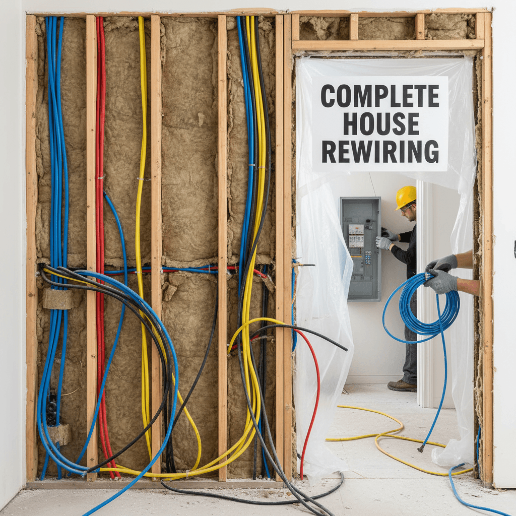 Full house rewire in progress in Billericay