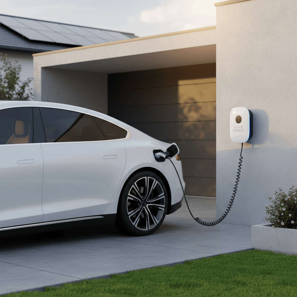 EV charger installed on driveway
