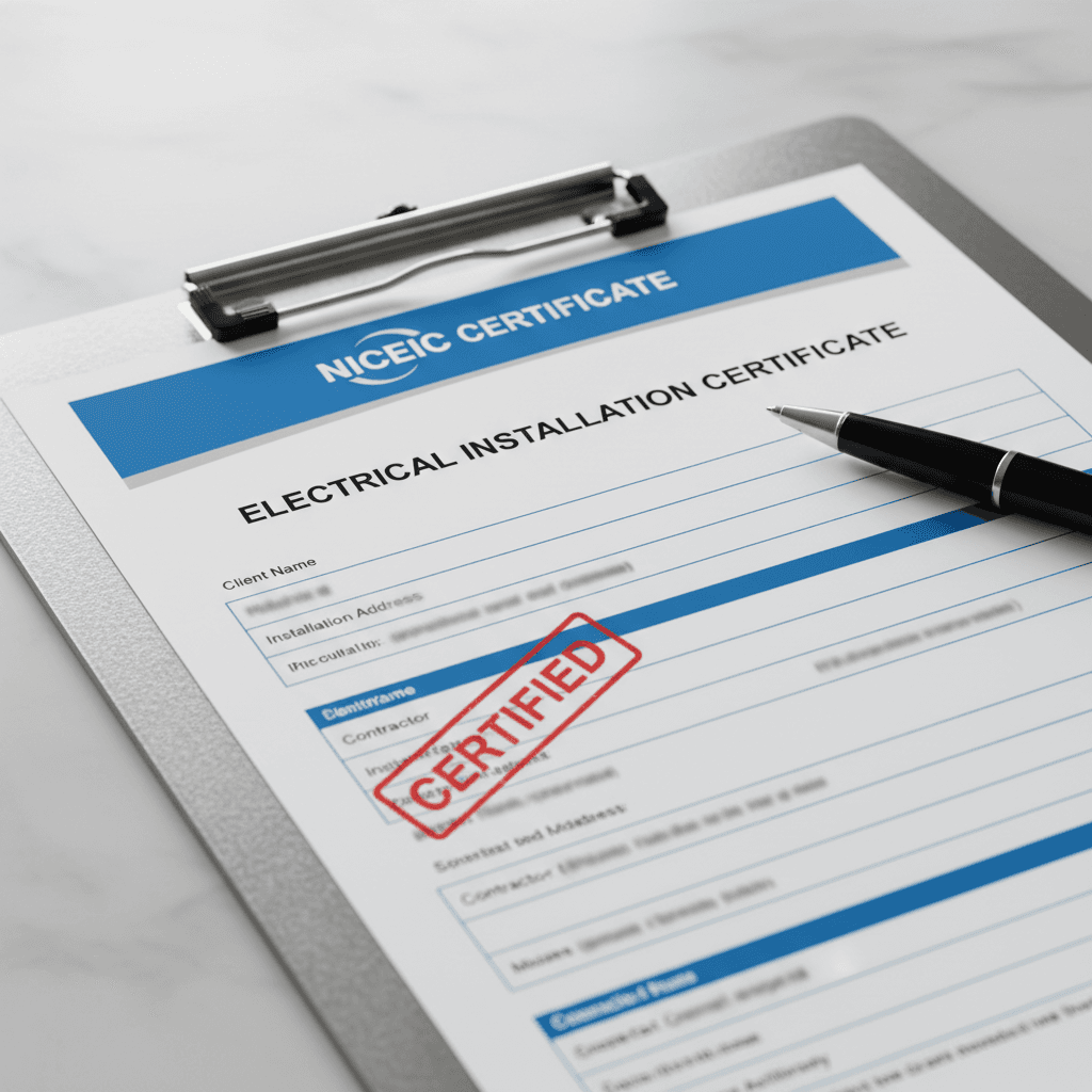 NICEIC and Part P certification documents